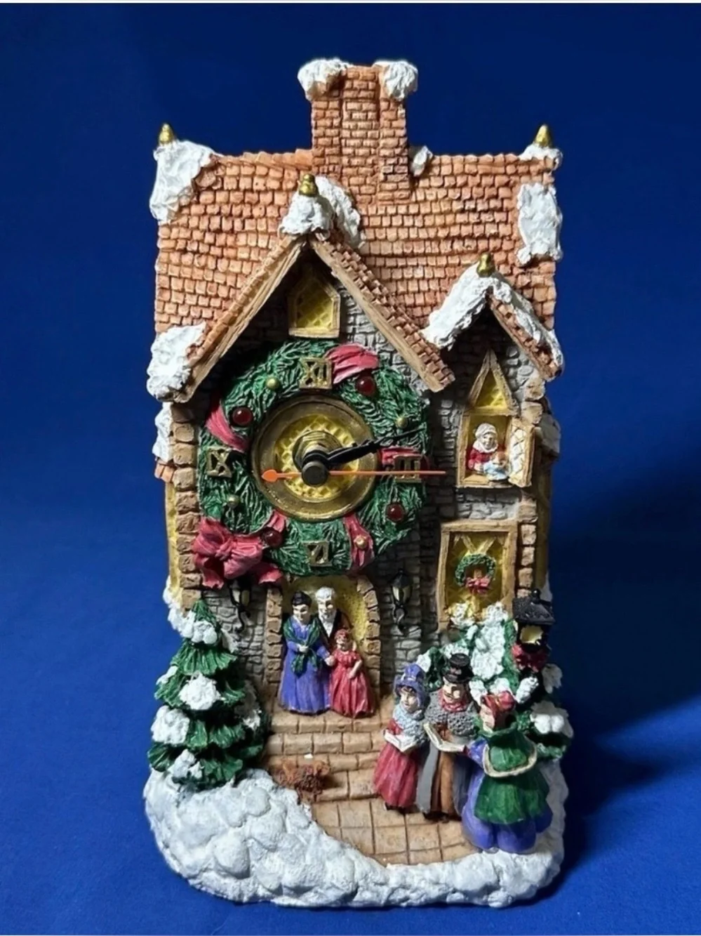 1996 Avon Christmas Village Mantel Clock Victorian Carolers Holiday Decor